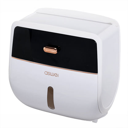 Wall-Mounted Toilet Tissue Paper Roll Holder Storage Box No punching Waterproof