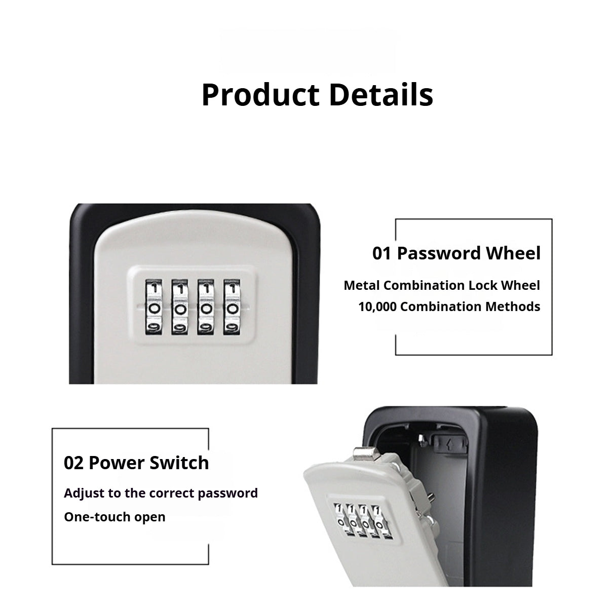 Portable Key Lock Box Hanging Combination Storage Organizer for Home Security
