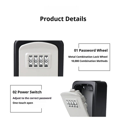 Portable Key Lock Box Hanging Combination Storage Organizer for Home Security