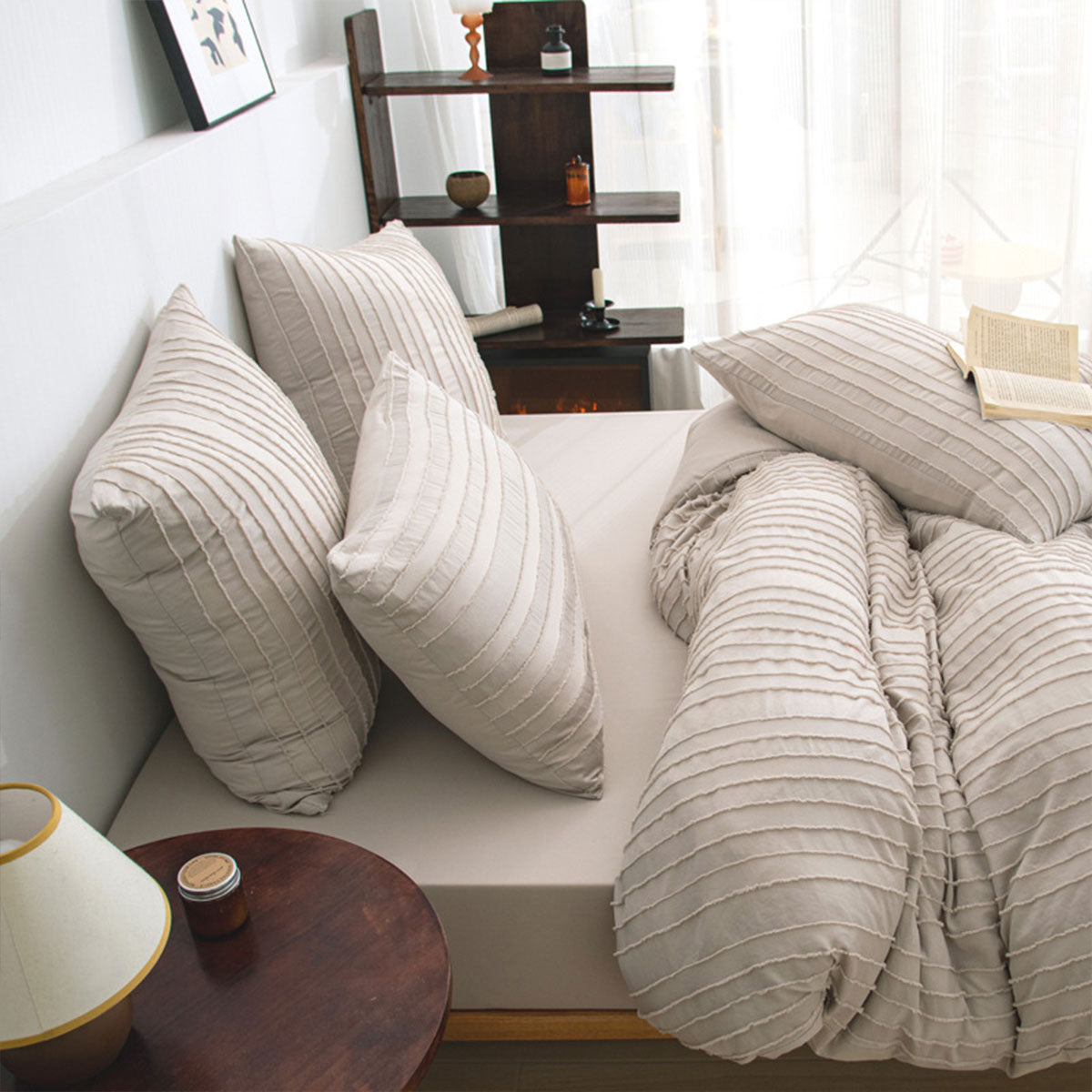 3PCS Bedding Set Quilt Cover with 2 Pillowcases Queen Size