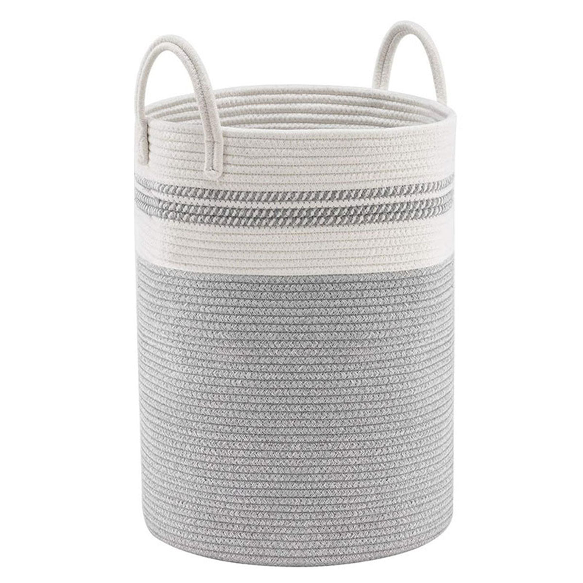 Woven Cotton Rope Storage Basket Foldable Laundry Bin Bamboo Clothes Organizer