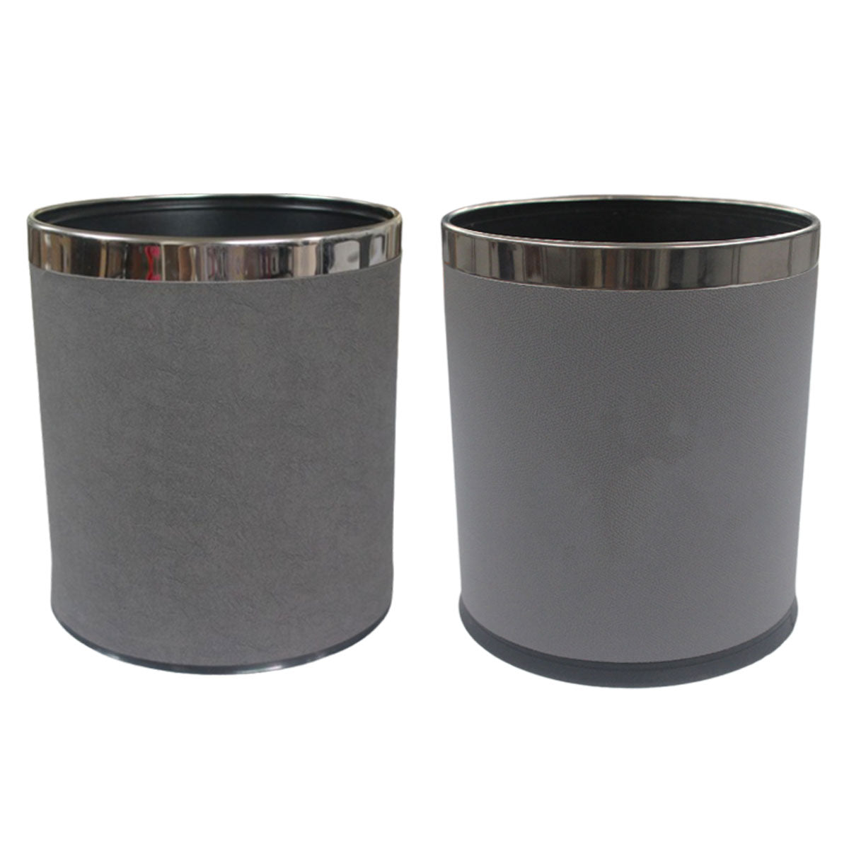 Leather Wastebasket with Metal Lining for Hotel and Office