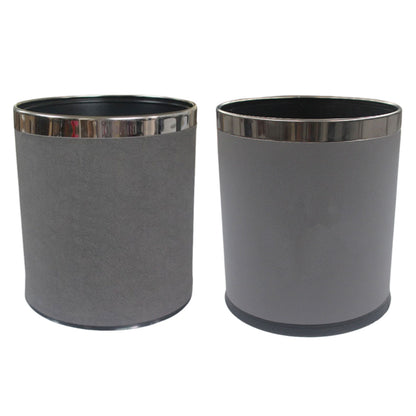 Leather Wastebasket with Metal Lining for Hotel and Office