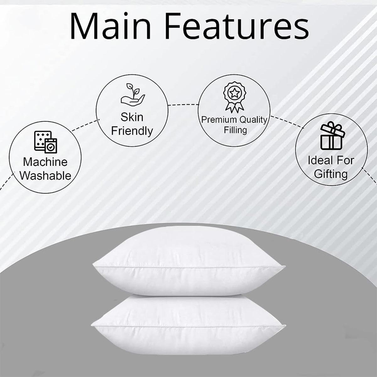White Cotton Pillow Core Inserts Hotel Quality Pair Set