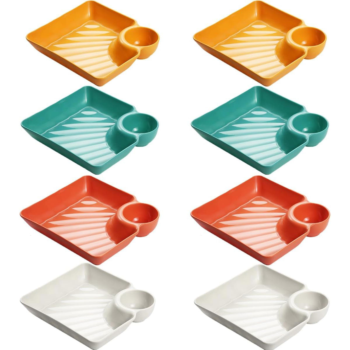 8X Large Square Dumpling Plate with Vinegar Dish PP Tray Dinner