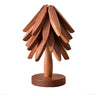 Solid Walnut Christmas Tree Trivet for Pots — Brown / 4 Pcs