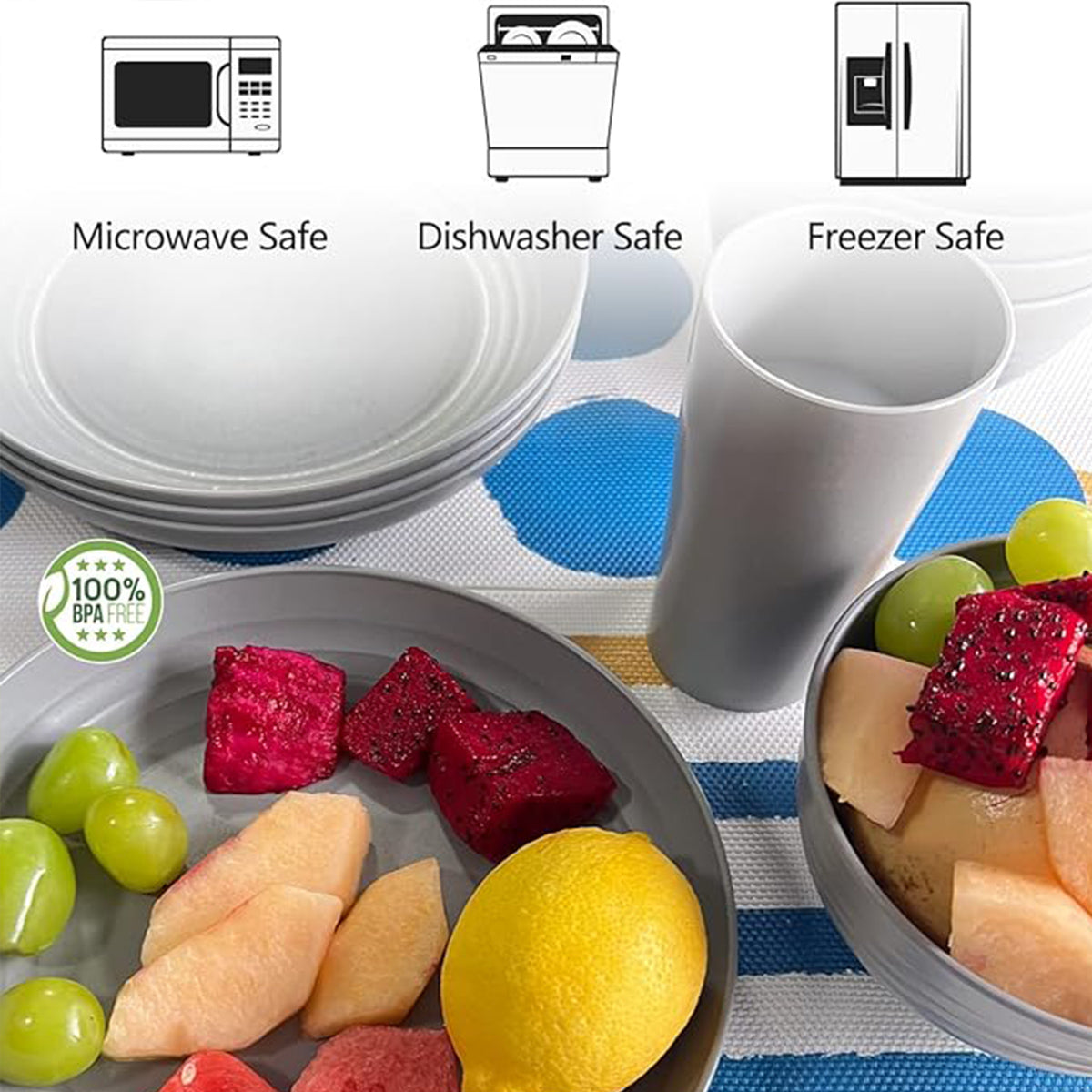 Wheat Straw Plates Bowls Cups Eco Tableware Set, 16 Pcs
