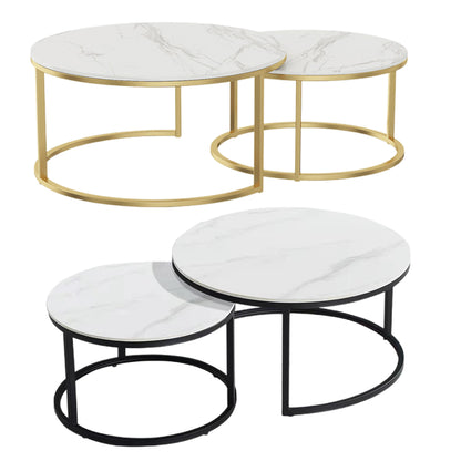 Round Tea Table Living Room Rock Plate for Home Coffee Table Modern Decor AU