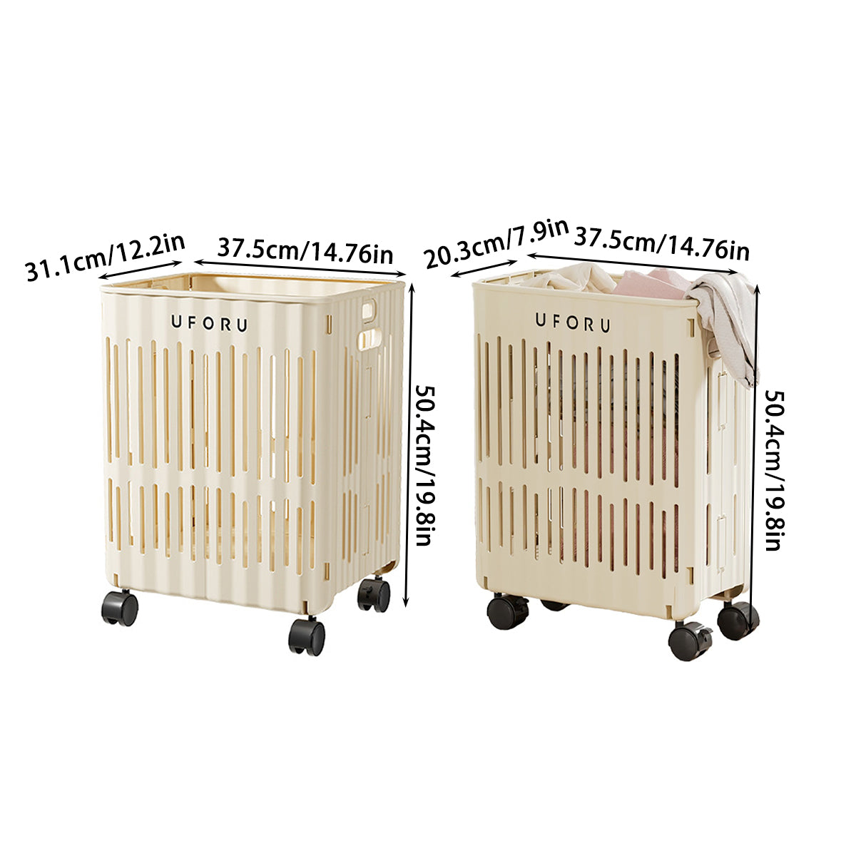 Large Folding Laundry Basket with Wheels Portable Organizer