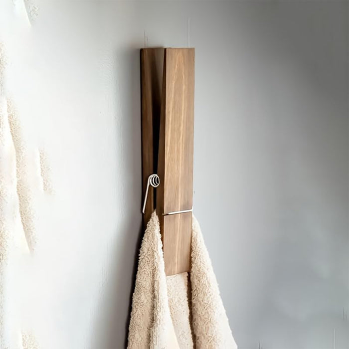 Wooden Towel Clip with Metal Spring Grip