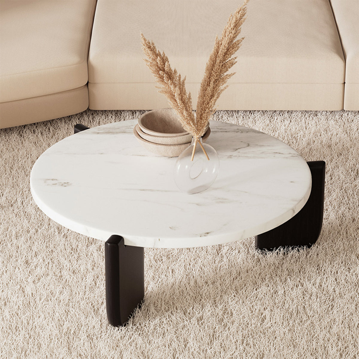 Coffee Table Modern Style 80x31CM Black Small Tea Table for Living Room Bedroom