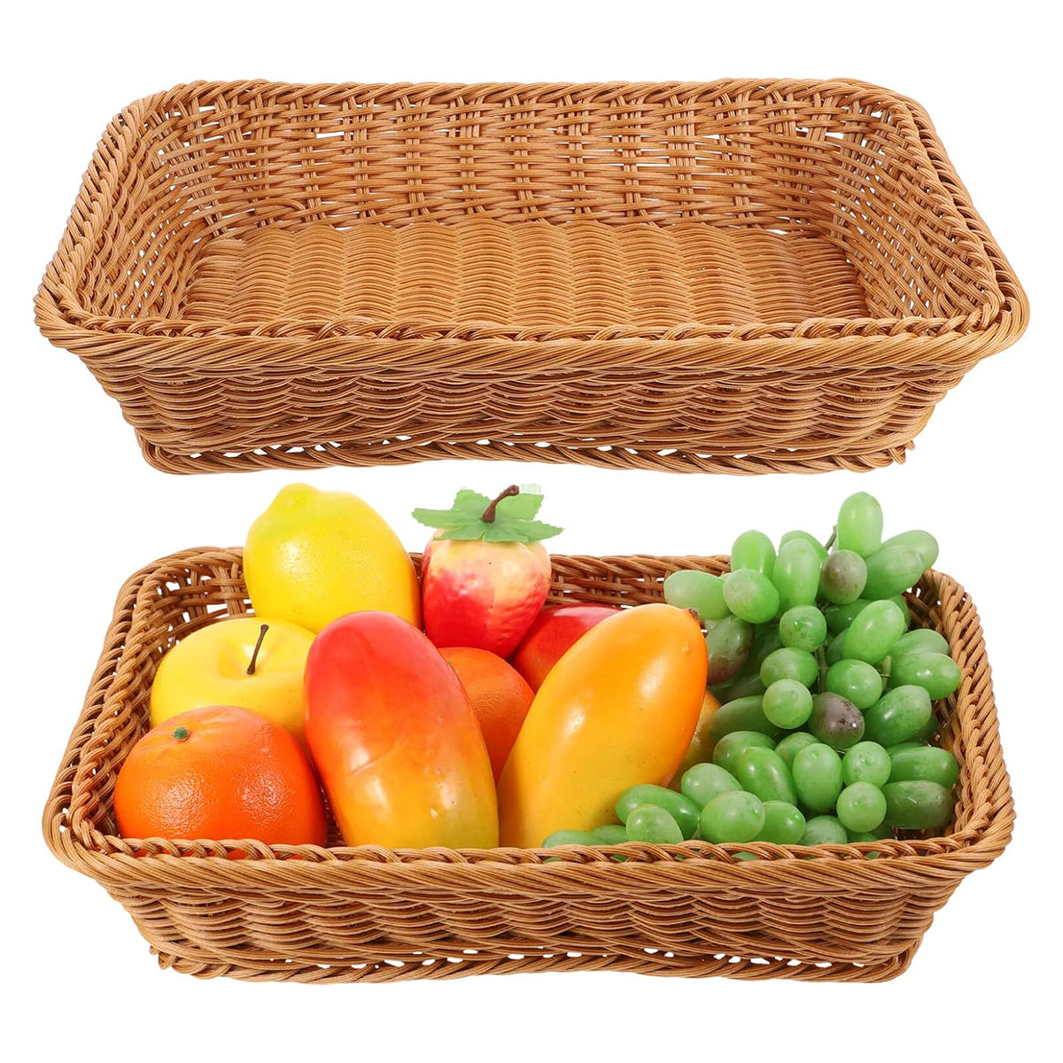 Hand Woven Rattan Tray Snack Serving Dish Hotel Fruits Pastry Plate Basket AU