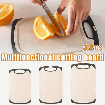 3PCS Wheat Straw Cutting Board Kitchen Chopping Board for Vegetables Meat Fruit