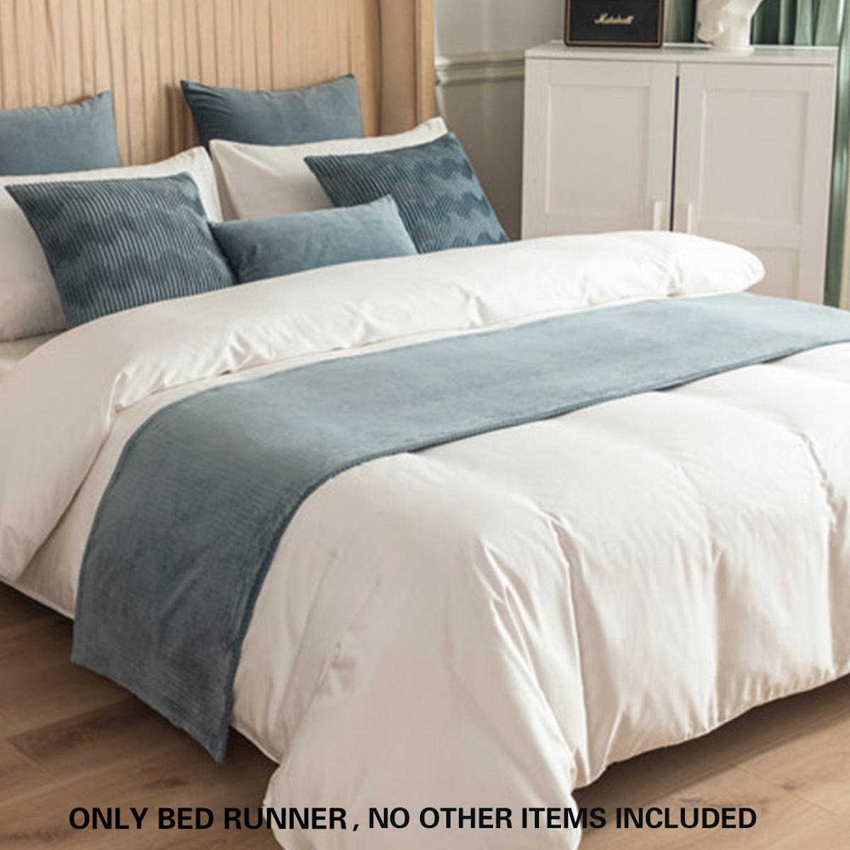 Double Sided Bed Runner with Pleated Geometric Texture