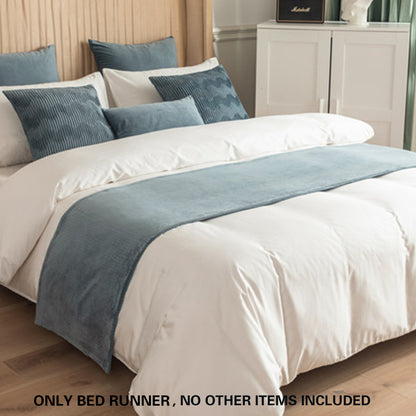 Double Sided Bed Runner with Pleated Geometric Texture