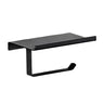 Steel Toilet Paper Holder with Phone Shelf — Black