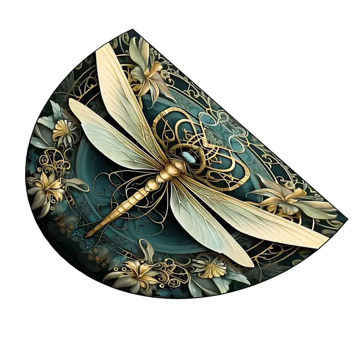 Floral Semicircle Floor Mat Non-Slip Entry Door Rug Home Decor