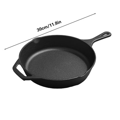 Cast Iron Frying Pan 30cm Skillet with Heat Resistant Handle