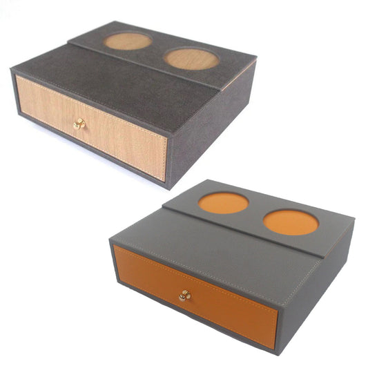 Hotel Toiletries Dispenser Box Leather Wood Storage