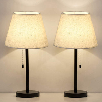 Bedside Table Lamp Modern Design with Pull Chain for Reading