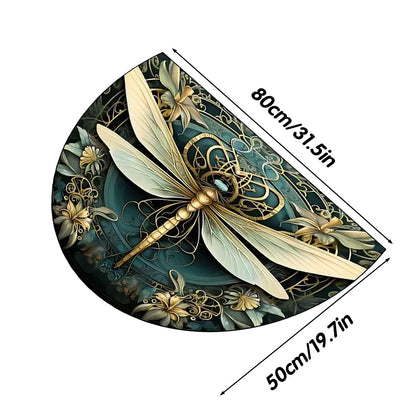 Floral Semicircle Floor Mat Non-Slip Entry Door Rug Home Decor