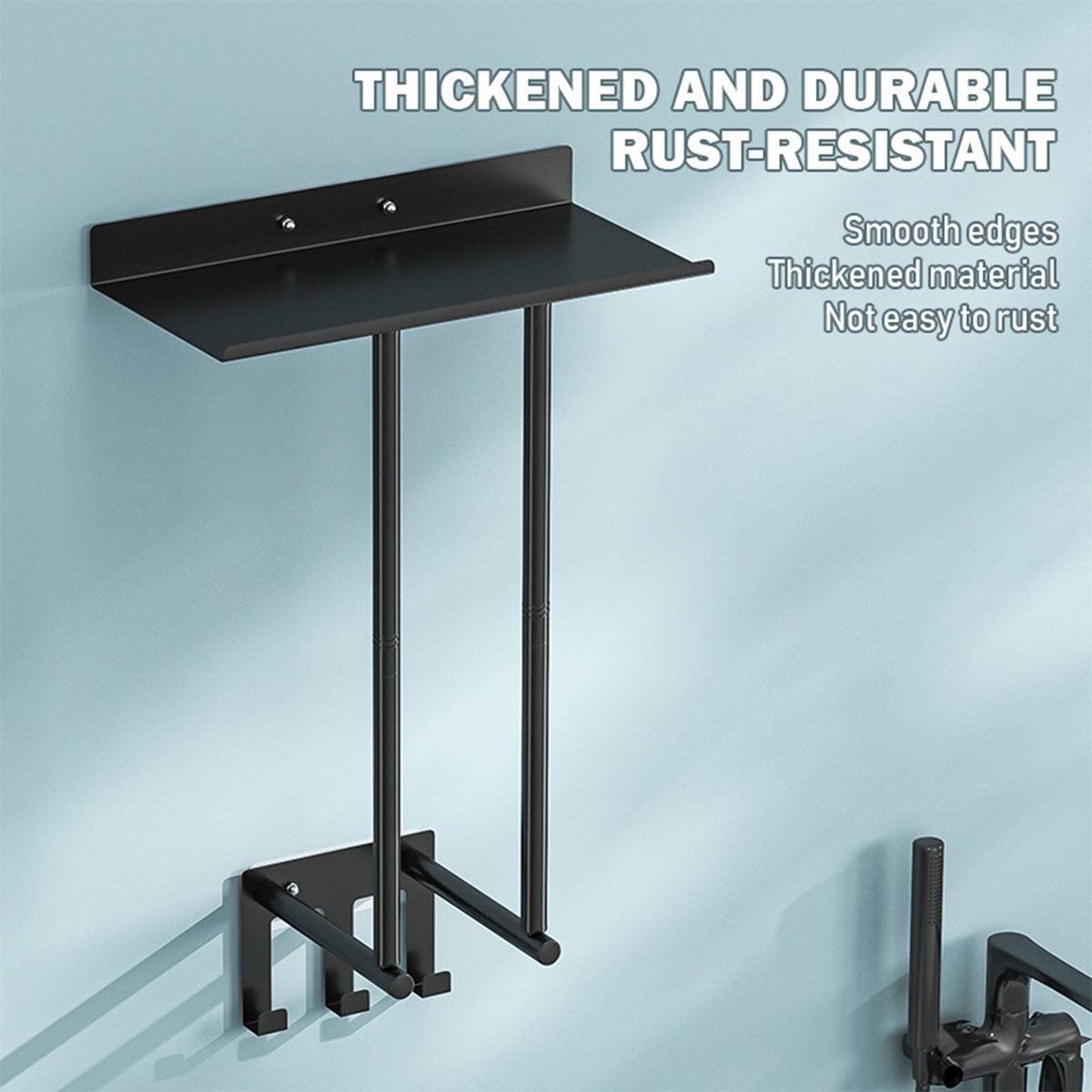 Wall Mounted Towel Rack with No Drill Fitting – Product View 4