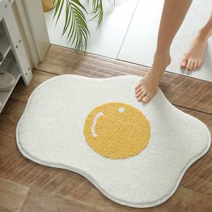 Irregular Fried Egg Shape Floor Mat Soft Imitation Wool Rug