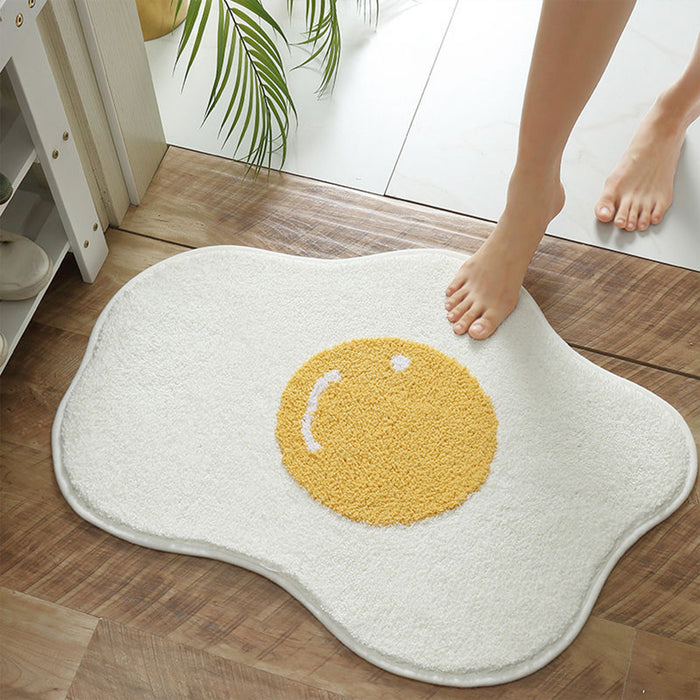Floor Mat with Fried Egg Shape and Plush Top