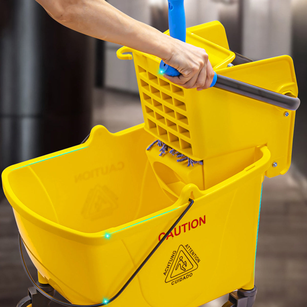32L Wringer Mop Bucket with Mop Kit for Home Floor Cleaning