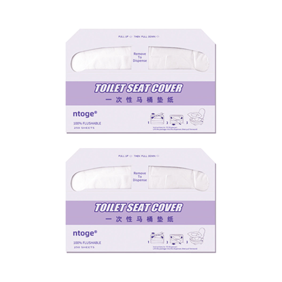 2 Packs Disposable Toilet Seat Covers 250pcs Soluble Paper