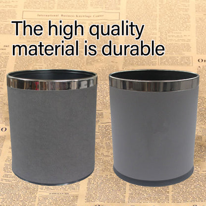 Leather Wastebasket with Metal Lining for Hotel and Office