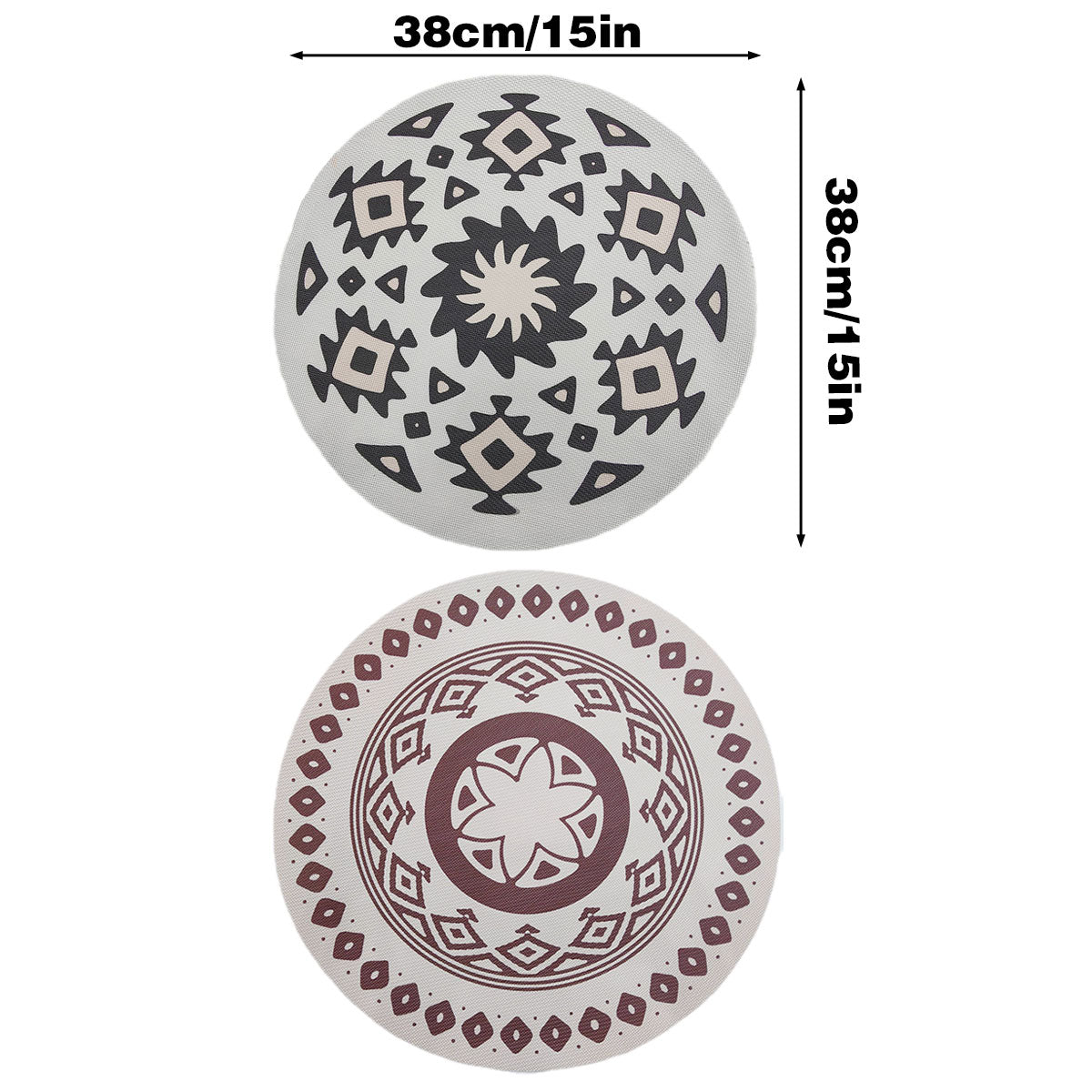 4PCS Bohemian Placemats Round Printed Heat Resistant Easy Clean Dining Mats