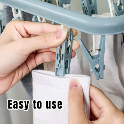 3 Pieces Plastic Multi-Clip Clothes Drying Rack Hanging Set