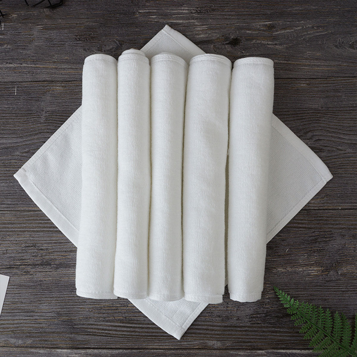 6 Pcs Hotel Cotton Face Towel White Soft Square Cloth
