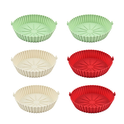 2PCS Silicone Air Fryer Baking Pan Round Household Tray Reusable Non Stick AU