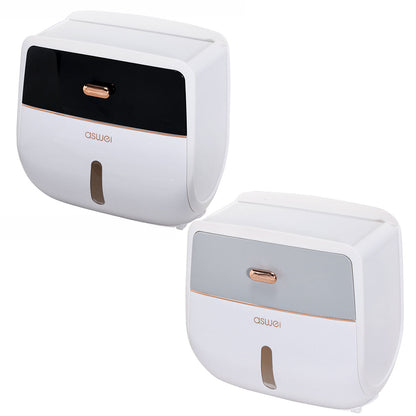 Wall-Mounted Toilet Tissue Paper Roll Holder Storage Box No punching Waterproof