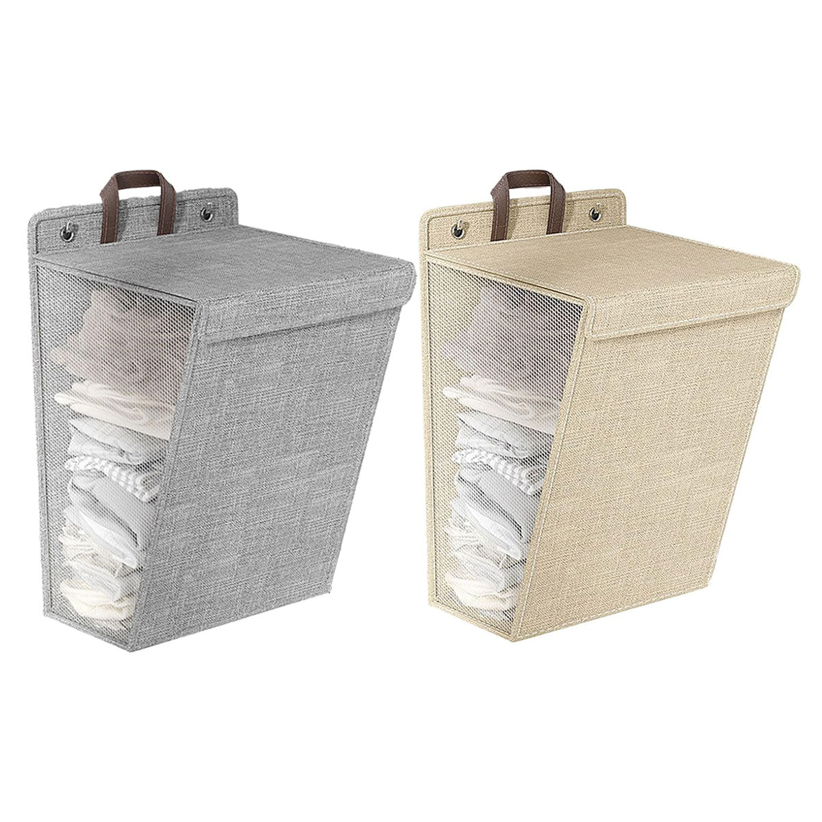 Foldable Wall Mounted Laundry Basket Breathable Mesh