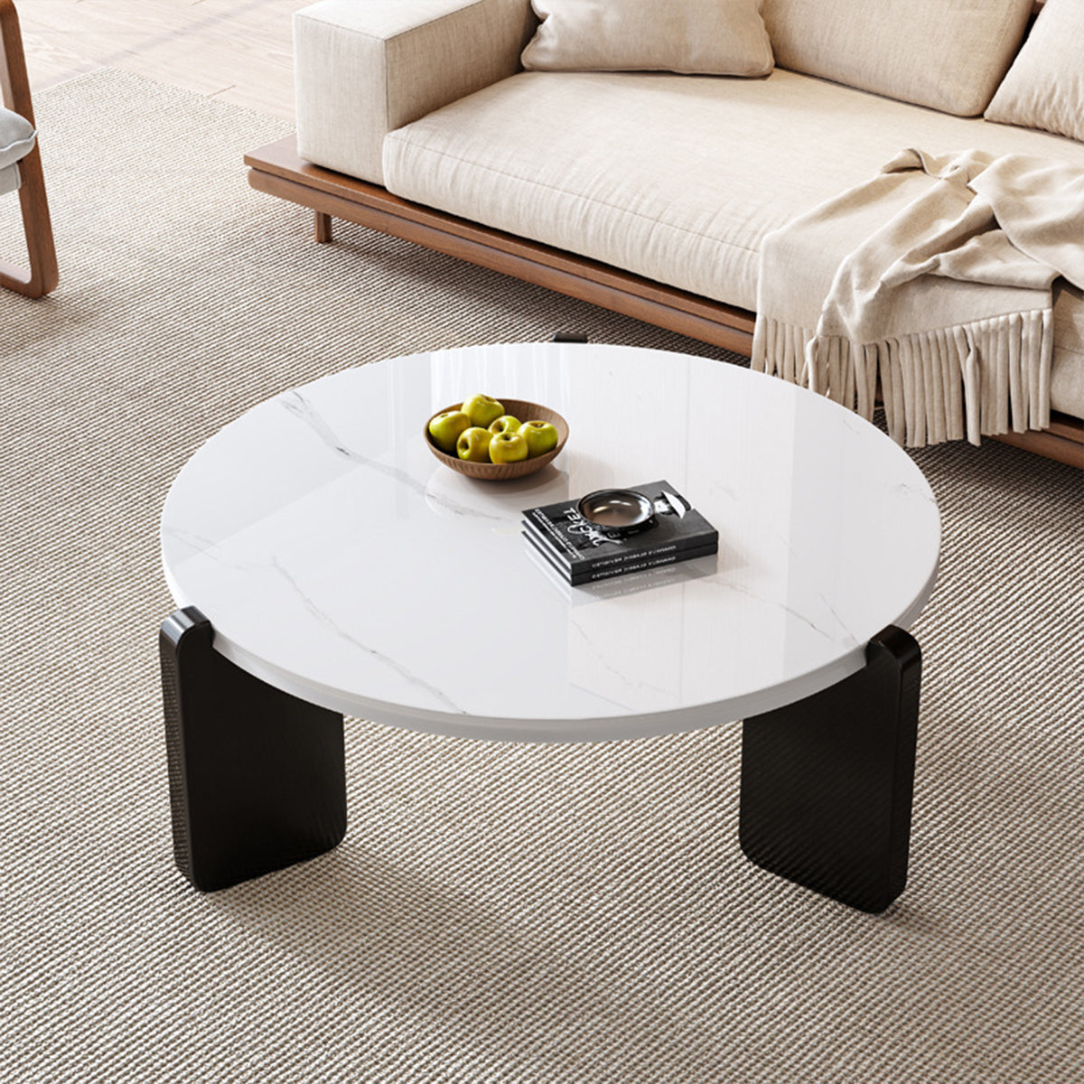 Coffee Table Modern Style 80x31CM Black Small Tea Table for Living Room Bedroom