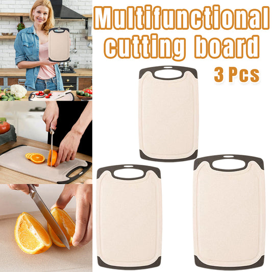 3PCS Wheat Straw Cutting Board Kitchen Chopping Board for Vegetables Meat Fruit