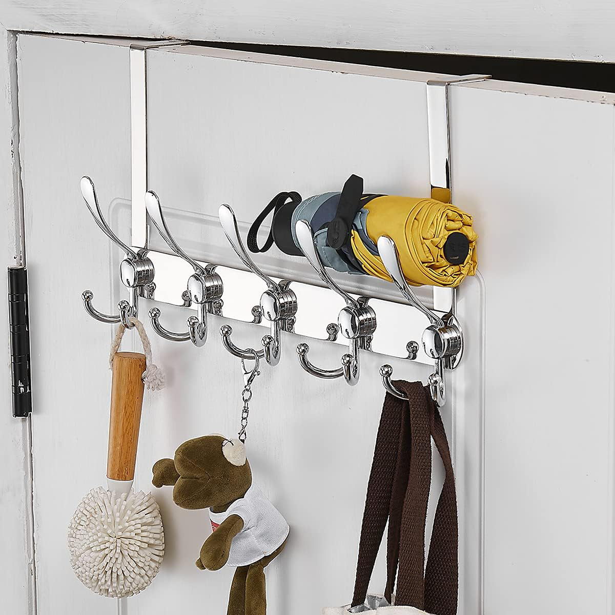 5 Hooks Stainless Steel Door Hook Coat Storage Organizer