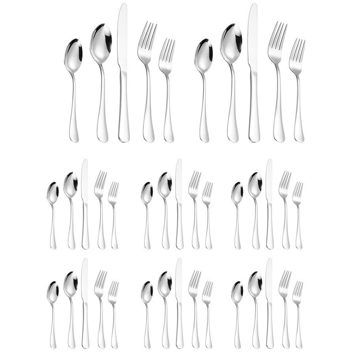 20/40pcs Stainless Steel Cutlery Set Knife Fork Spoon Western Hotel Tableware