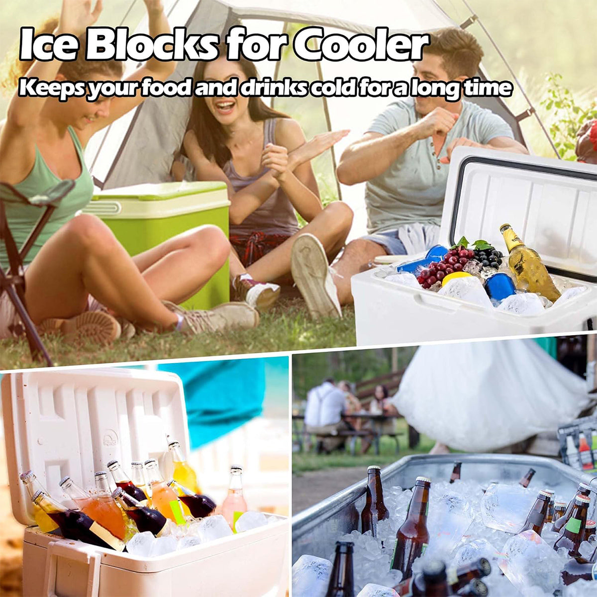 2PCS Reusable Silicone Ice Blocks Large Cube Tray for Drinks and Cocktails AU