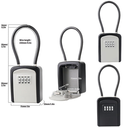 Portable Key Lock Box Hanging Combination Storage Organizer for Home Security