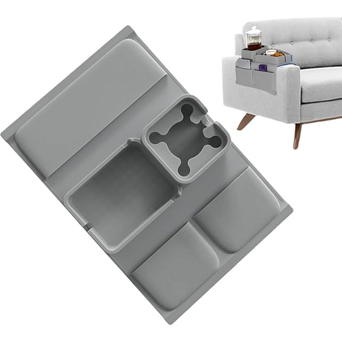 Sofa Armrest Tray Silicone Couch Side Organizer Cup Holder