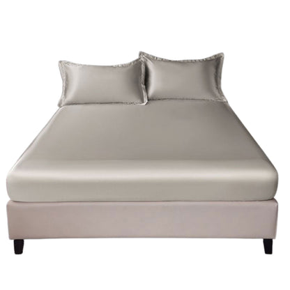 Ice Silk Bed Sheet Set 3 Piece Solid Color Summer Bedding Cover