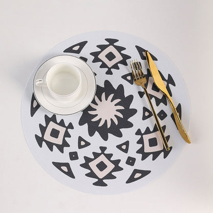 4PCS Bohemian Placemats Round Printed Heat Resistant Easy Clean Dining Mats