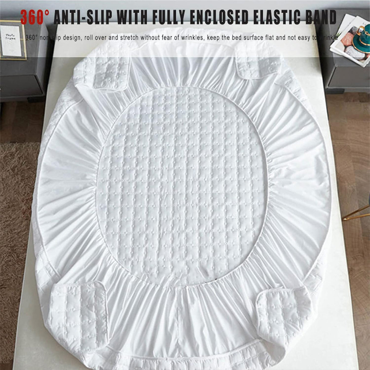 Waterproof Mattress Protector Fitted Bed Top Cover for Hotels