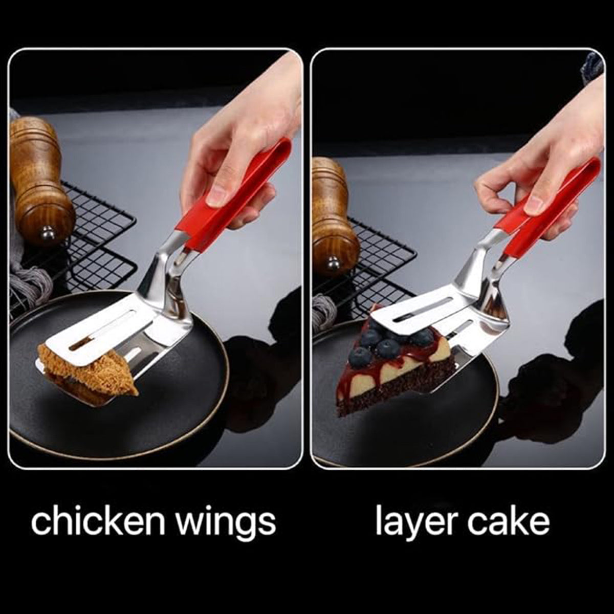 4pcs Stainless Steel Steak Tongs Frying Spatula Kitchen Tool Set
