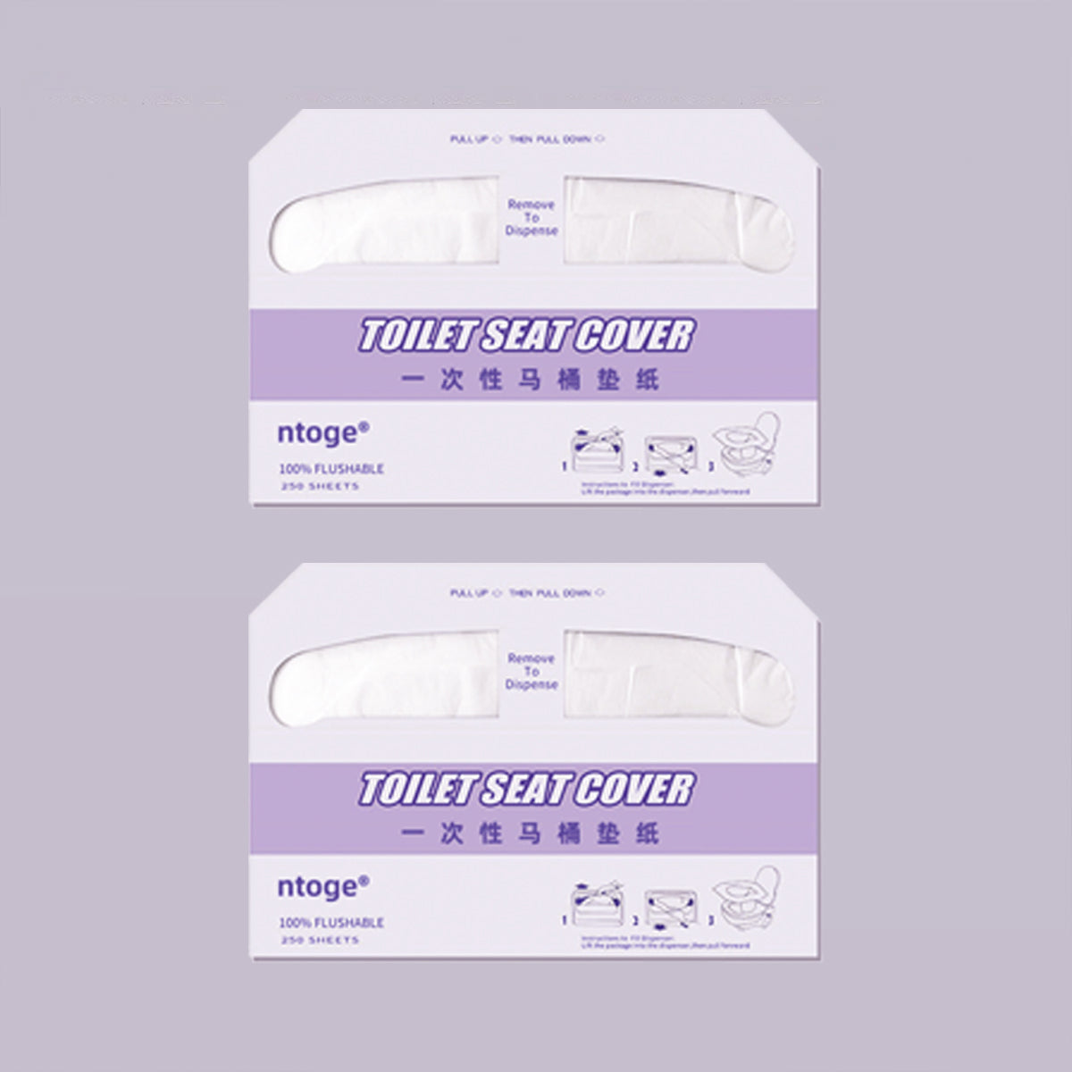 2 Packs Disposable Toilet Seat Covers 250pcs Soluble Paper