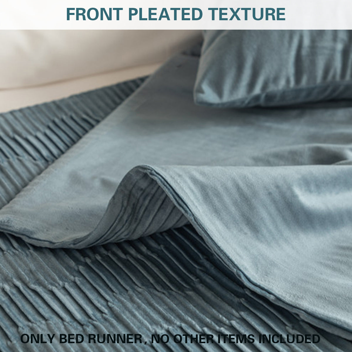 Double Sided Bed Runner with Pleated Geometric Texture